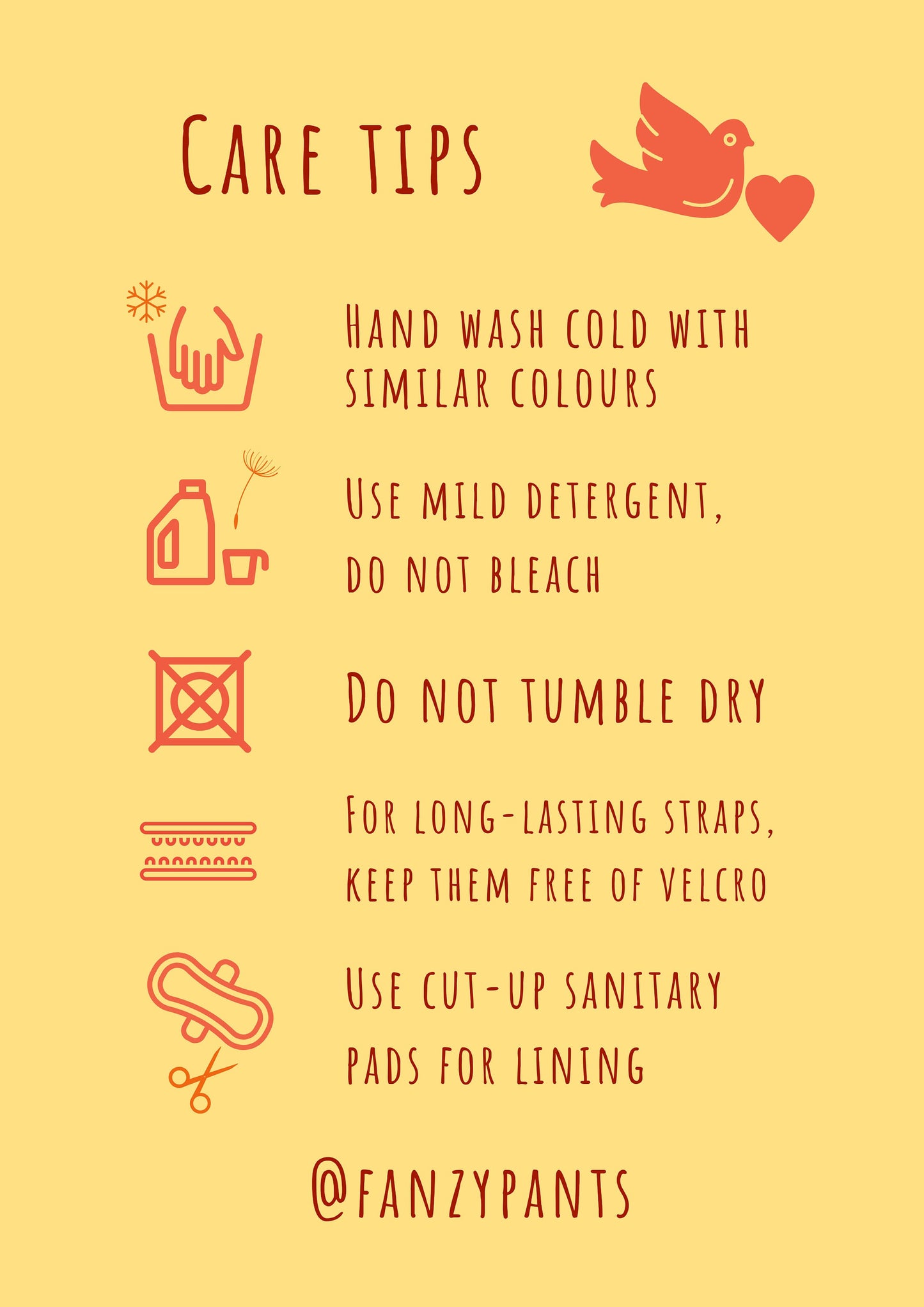 Personalized Name Tag, Message or Picture Embroidery for Pigeon Pants Bird Diaper Flightsuit (Pants Not Included)