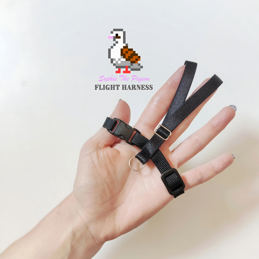 Pigeon Harness "Sophie" - Bird Flight Harness with Soft-brake Leash Extender - Classic Black