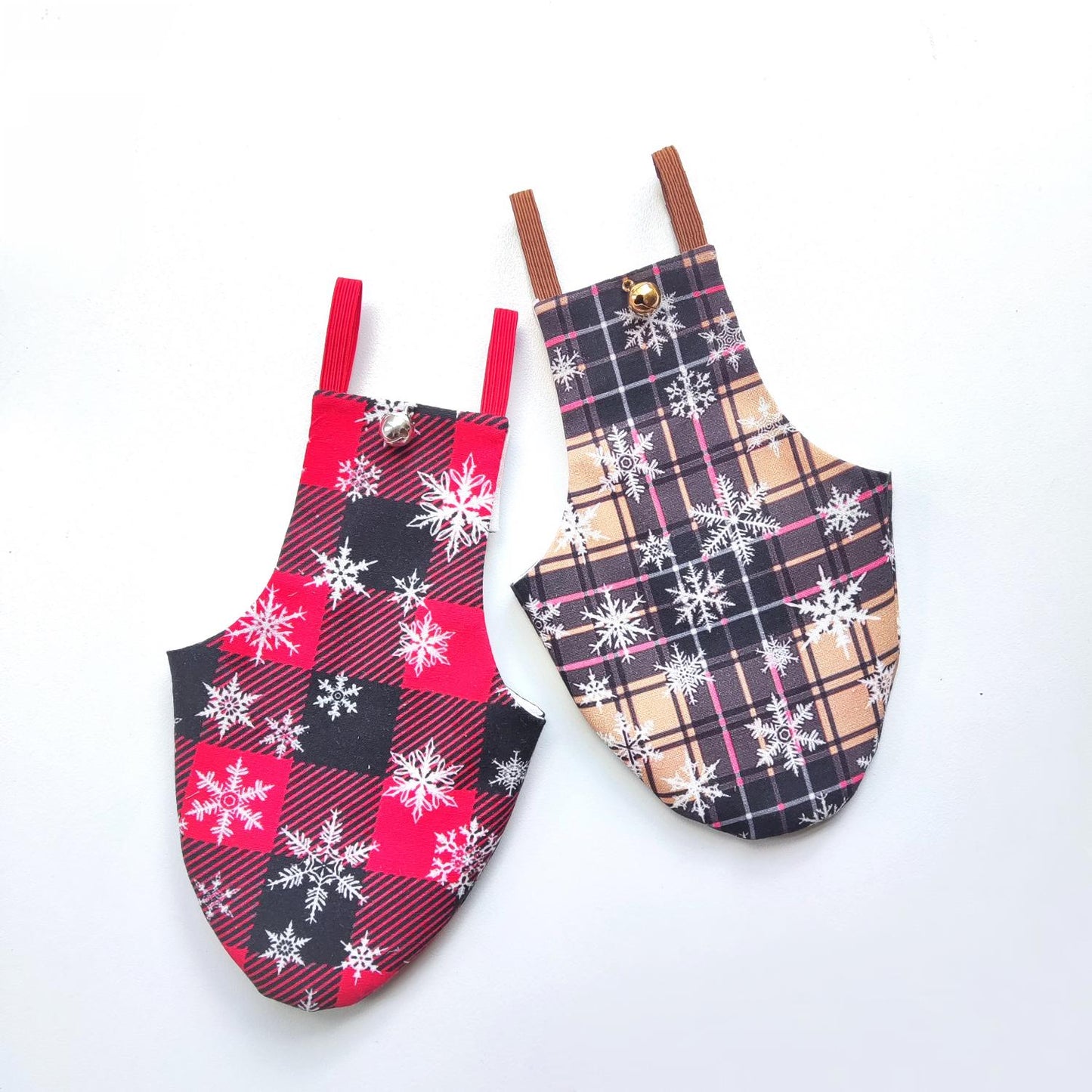 Two-Pack Pigeon Pants Bird Diaper Flightsuit - Christmas Tartans with Bells