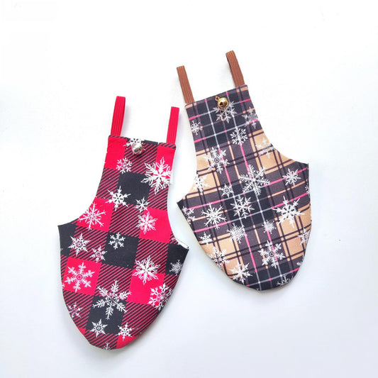 Two-Pack Pigeon Pants Bird Diaper Flightsuit - Christmas Tartans with Bells