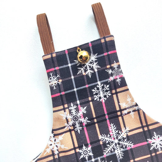 Pigeon Pants Bird Diaper Flightsuit - Beige Tartan with Bell