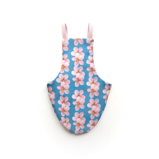 Pigeon Pants Flyper Bird Diaper Flightsuit - Pink Flowers on Blue