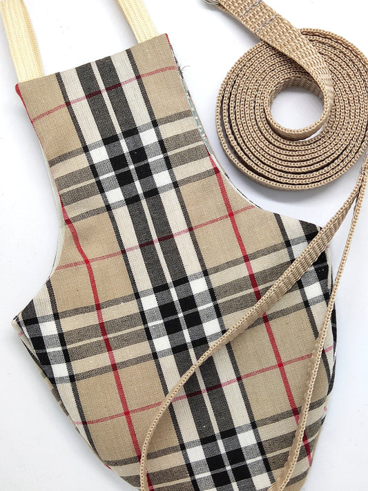 Pigeon Pants Flyper Bird Diaper Flightsuit - "Birdberry" Beige Tartan