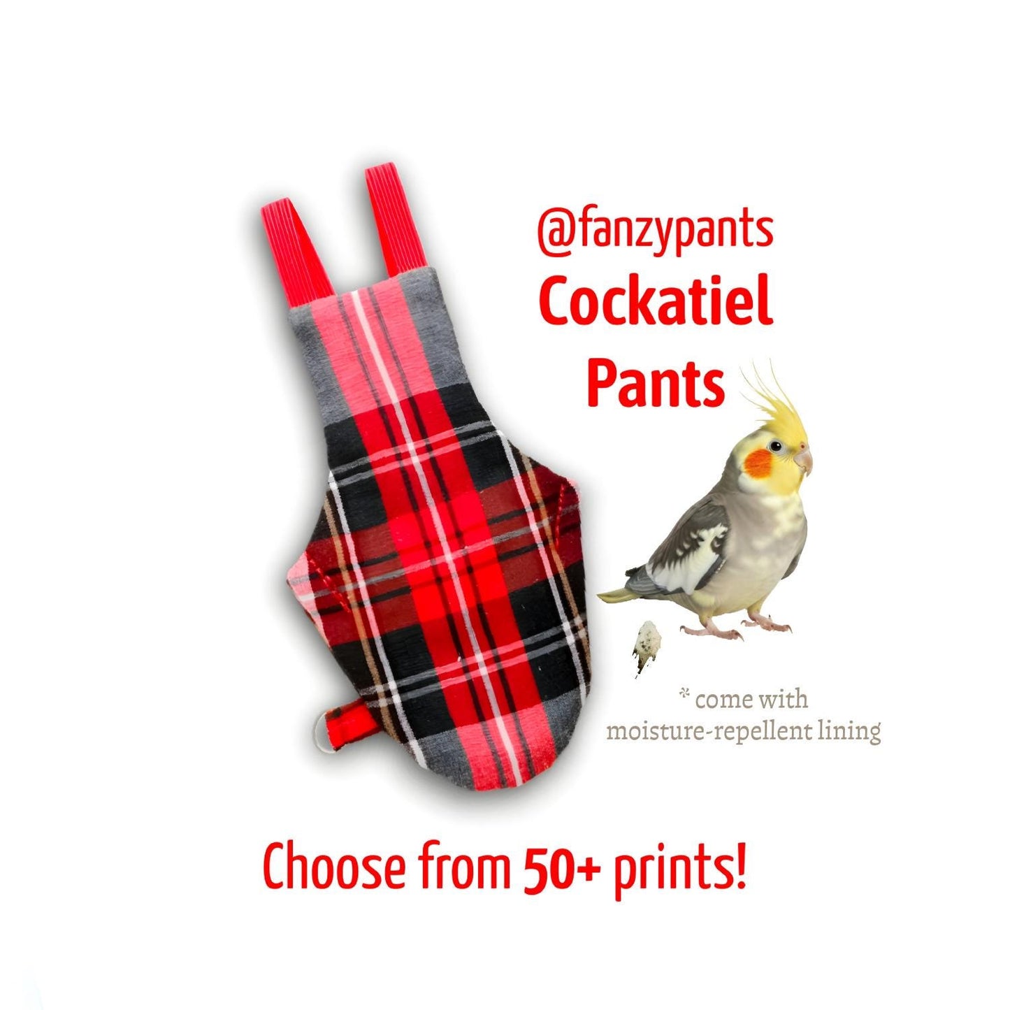 Handmade Cockatiel Pants Micro Bird Diaper One-Size Flightsuit - Choose From 50+ Prints