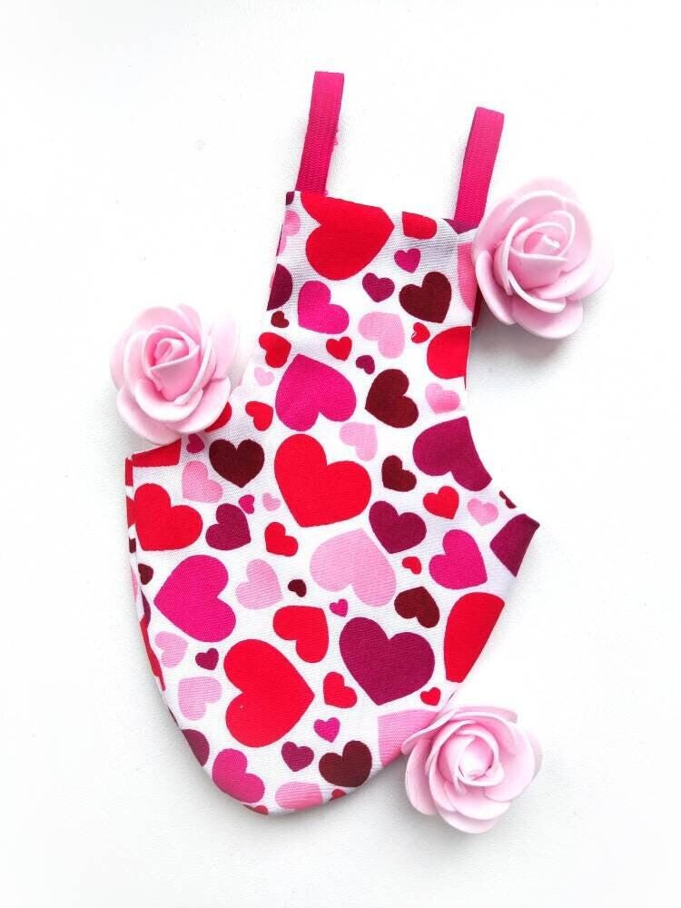 Pigeon Pants Flightsuit in Hearts Print - Handmade Cotton Bird Diaper w/ Leash Add-On