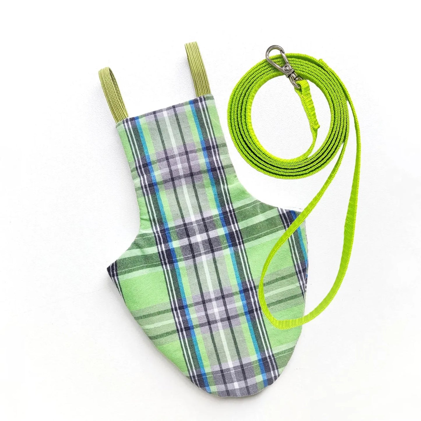 Pigeon Pants Flyper Bird Diaper Flightsuit - Lime Green Tartan