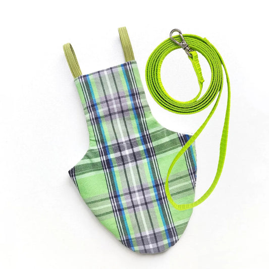 Pigeon Pants Flyper Bird Diaper Flightsuit - Lime Green Tartan