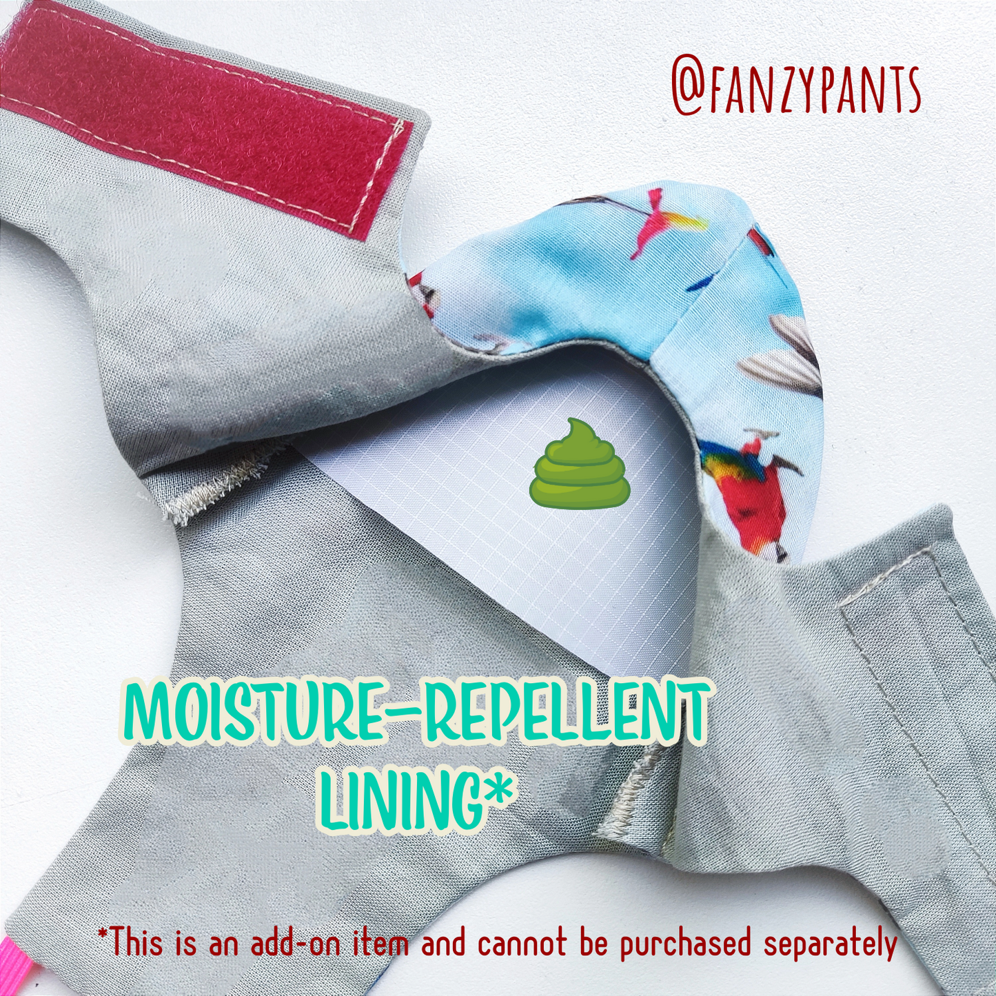 Moisture-Repellent Liner Add-On for Pigeon Pants - Washable Insert or Full Lining (Pants Not Included)