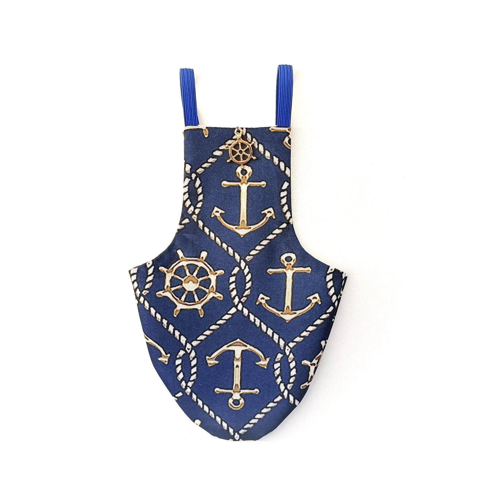 Nautical-themed bird diaper or pigeon pants with anchors and wheels on a white background