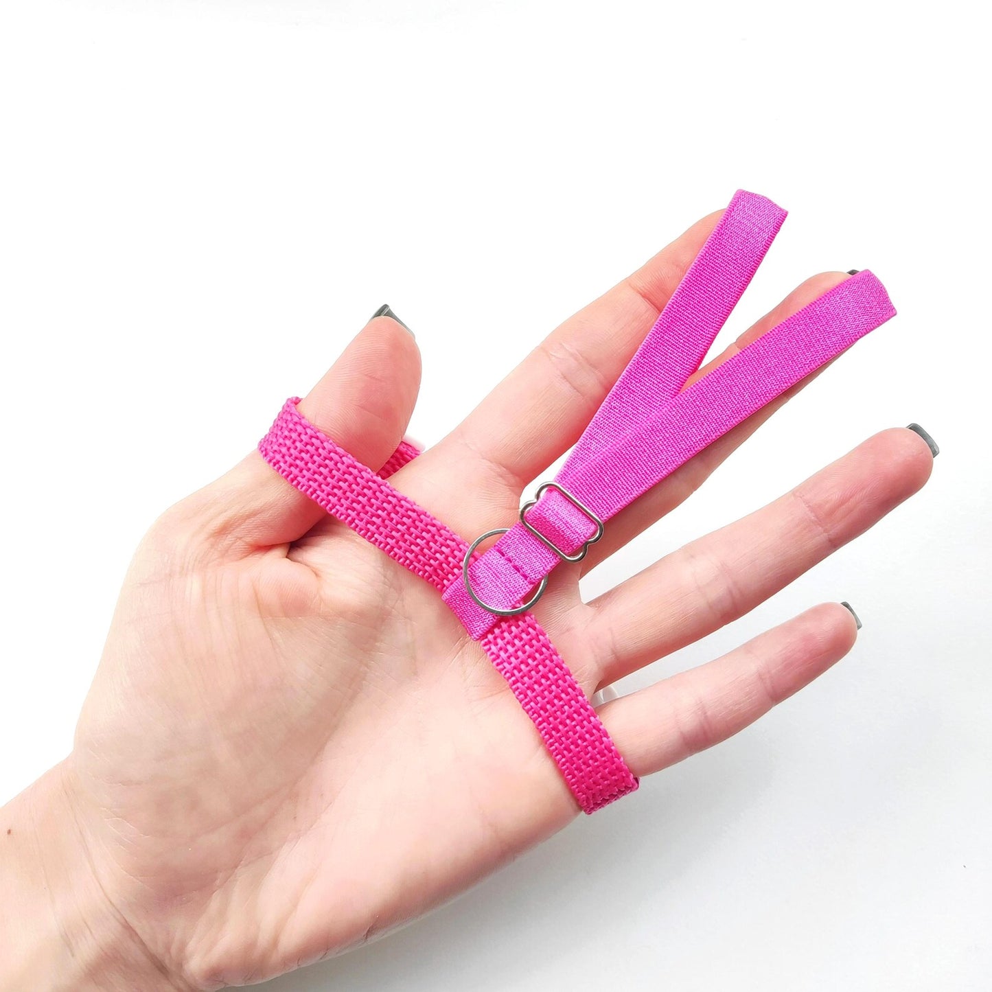 Pigeon Harness "Sophie" - Bird Flight Harness with Soft-brake Leash Extender - Hot Pink and White