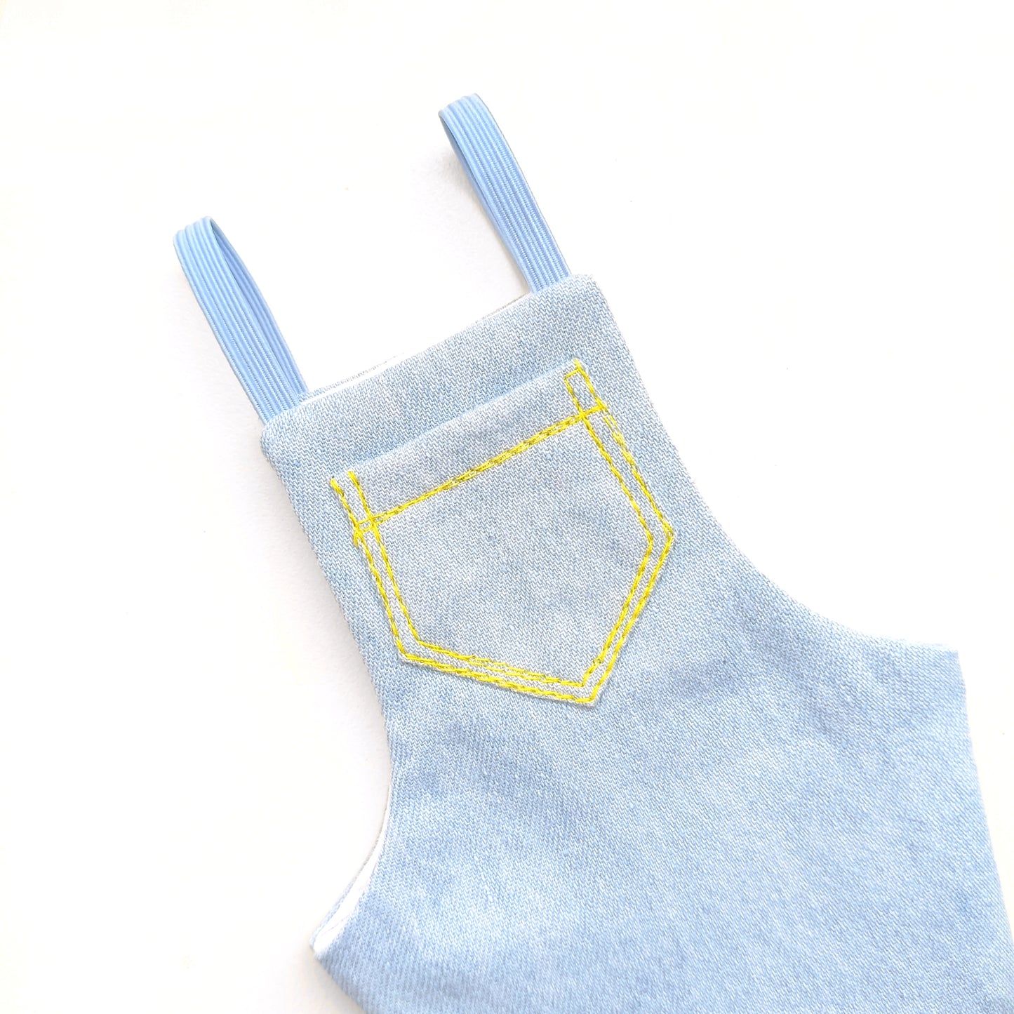 Pigeon Pants Flightsuit in Bleached Denim Fabric - Handmade Cotton Bird Diaper w/ Leash Add-On
